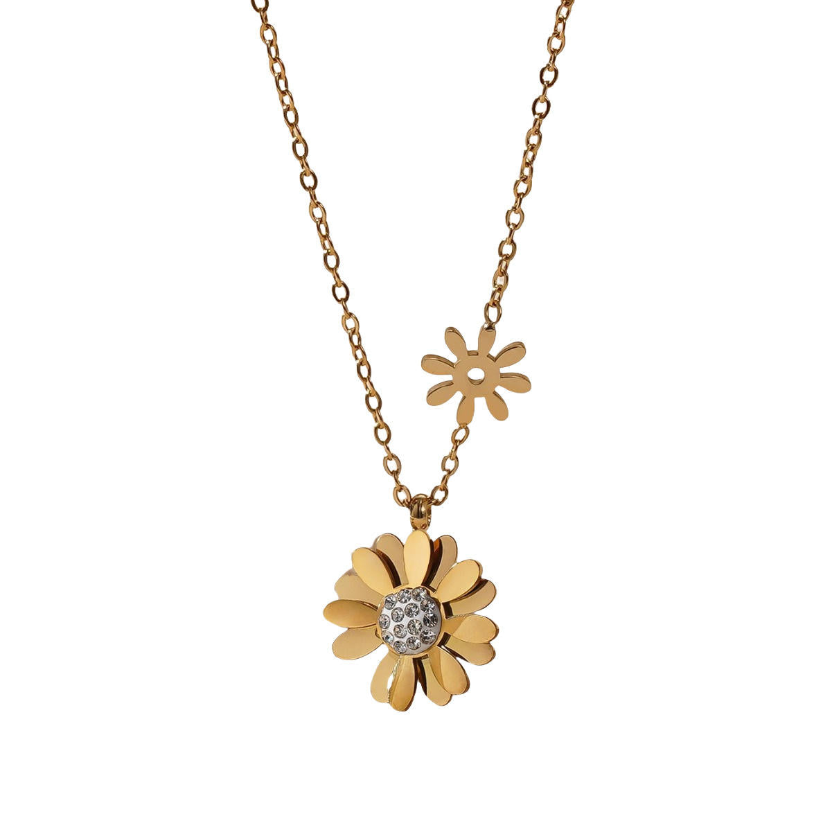 Gold-Plated Zircon Daisy & Sunflower Jewelry Set for Women