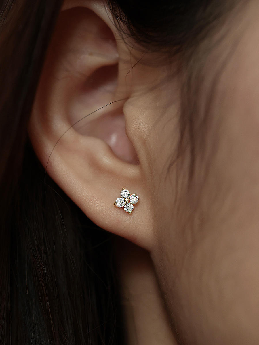 Gold Plated Four-Leaf Clover Stud Earrings