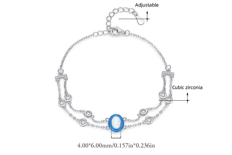 Vivid Multi-Layer Sterling Silver CZ & Enamel Opal Stackable Bracelet