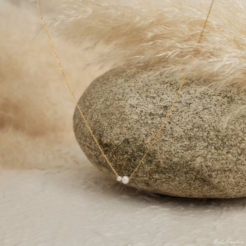 Stainless Steel Pearl Necklace with 14K Gold Plating