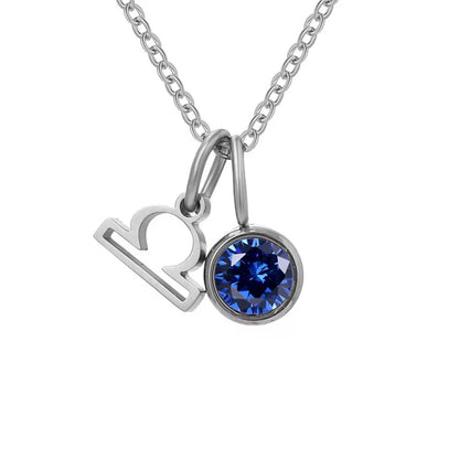 18K Gold-Plated Zodiac & Birthstone Pendant Necklace for Women
