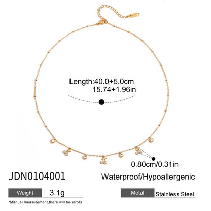 18K Gold-Plated Steel Necklace with Cherry Charms & Zircon