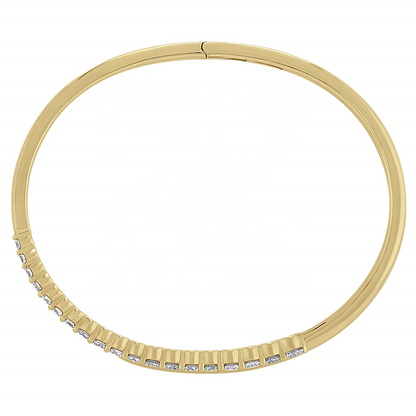 Gold Plated White Zircon Snake Bangle – Adjustable 18K