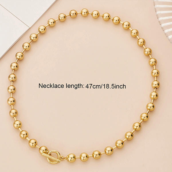 Edgy 18K Gold Beaded Necklace – Punk Street Style for Women