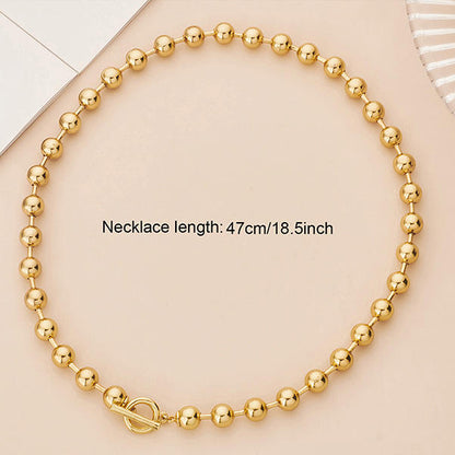 Edgy 18K Gold Beaded Necklace – Punk Street Style for Women