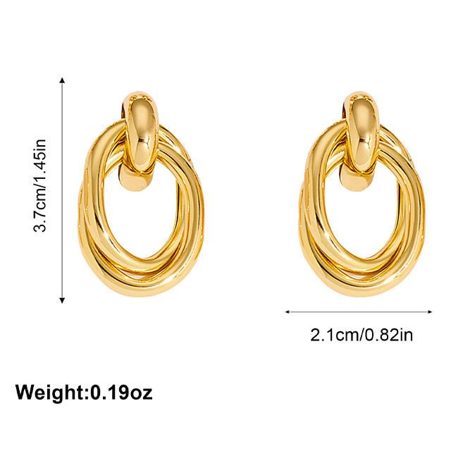 18K Gold Geometric Multi-Layered Drop Earrings