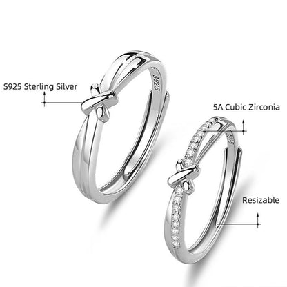 Adjustable Silver Couple Rings - Elegant & Simple Design for Men & Women