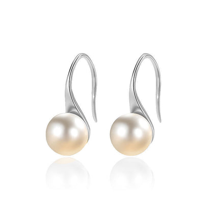 925 Sterling Silver & 18K Gold Plated Pearl Drop Earrings for Women