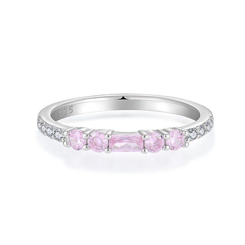Rose Gold Promise Ring with Pink Zircon – 18K Gold-Plated Elegance