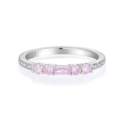 Rose Gold Promise Ring with Pink Zircon – 18K Gold-Plated Elegance