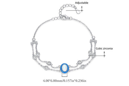 Vivid Multi-Layer Sterling Silver CZ & Enamel Opal Stackable Bracelet