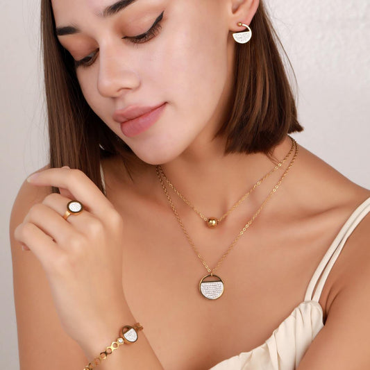 Elegant Gold-Plated Necklace & Earrings Set