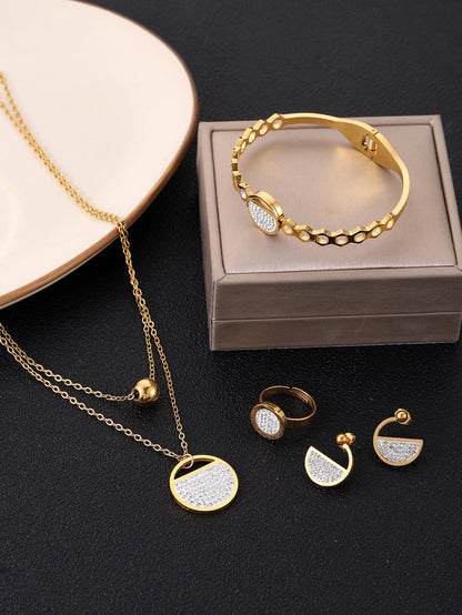 Elegant Gold-Plated Necklace & Earrings Set