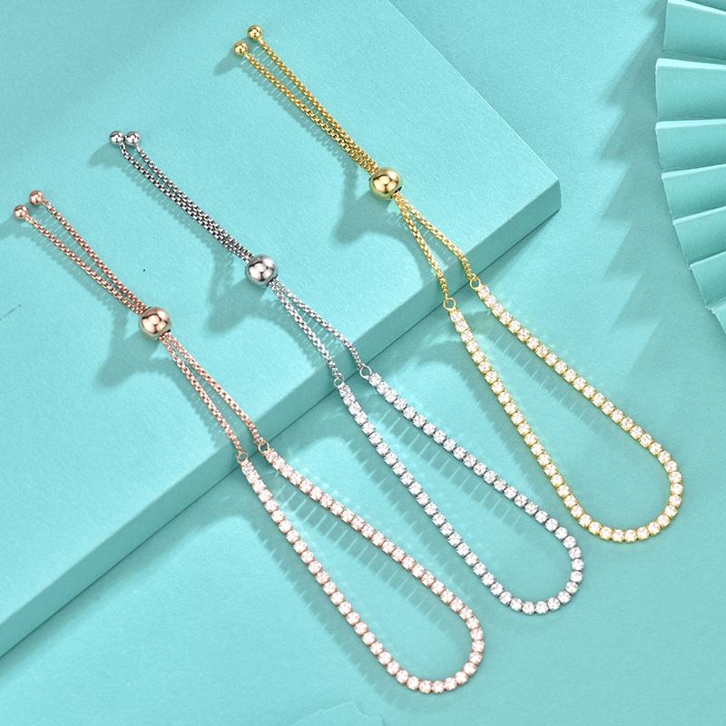 8K Gold Plated Sterling Silver Tennis Bracelet for Women