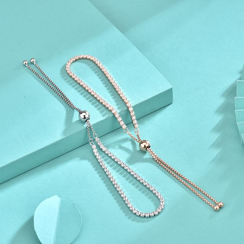 8K Gold Plated Sterling Silver Tennis Bracelet for Women