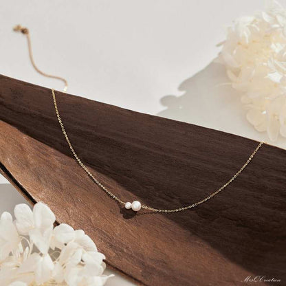 Stainless Steel Pearl Necklace with 14K Gold Plating