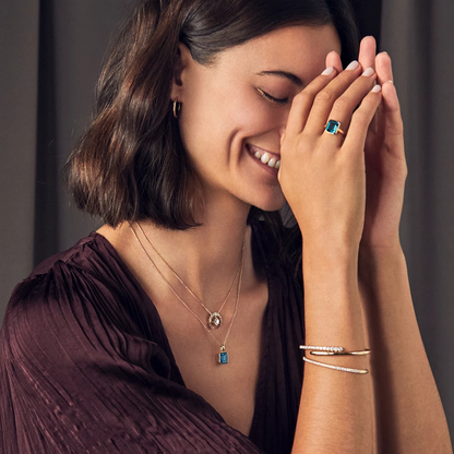 Gold Plated White Zircon Snake Bangle – Adjustable 18K