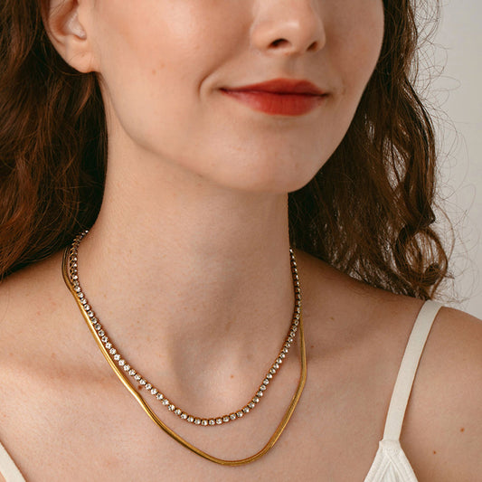 18K Gold-Plated Stainless Steel Double Layer Necklace