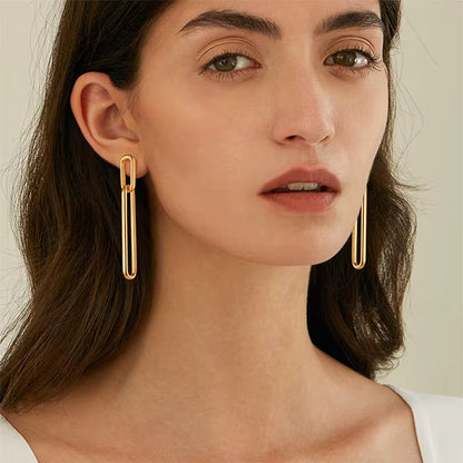 18K Gold-Plated Geometric Drop Earrings