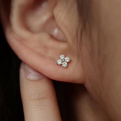 Gold Plated Four-Leaf Clover Stud Earrings
