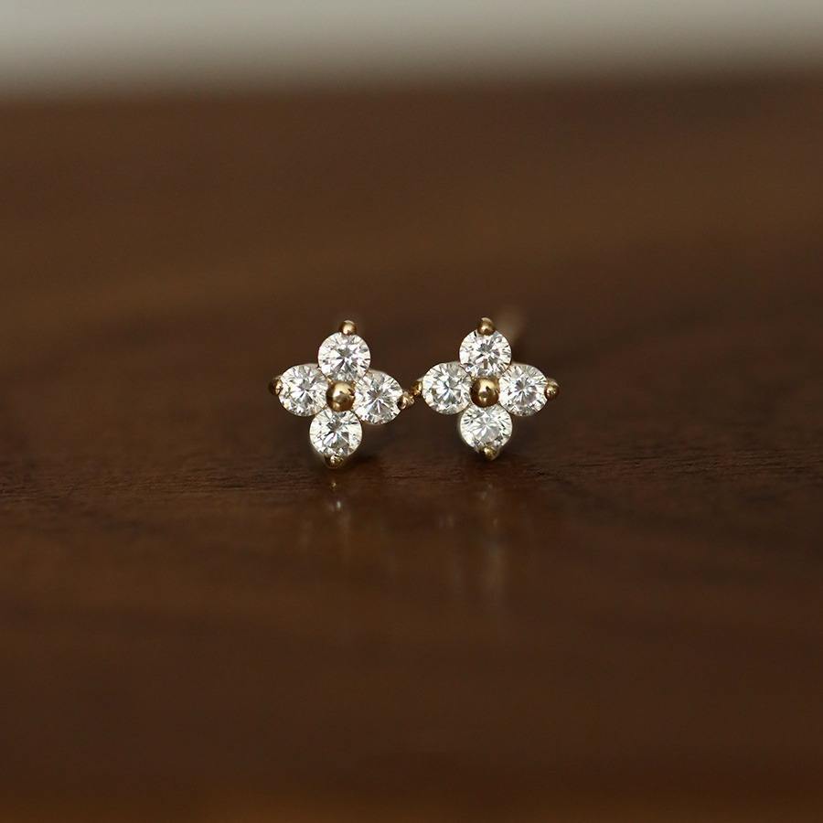 Gold Plated Four-Leaf Clover Stud Earrings