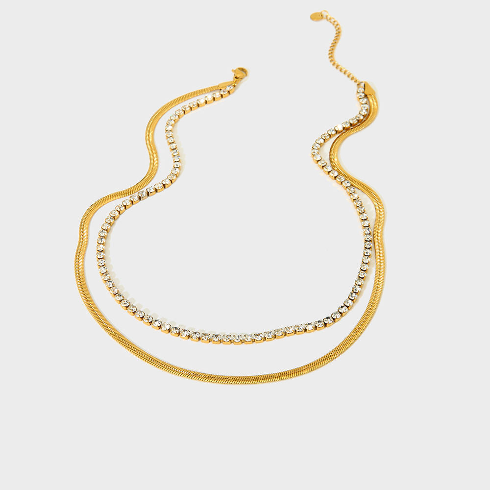 18K Gold-Plated Stainless Steel Double Layer Necklace