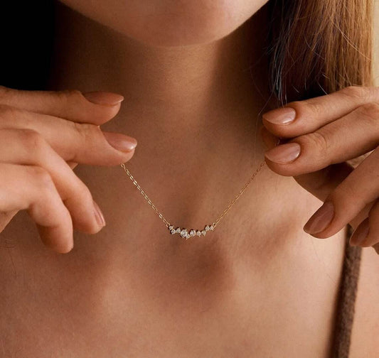 Diamond Row Necklace with Smile Pendant