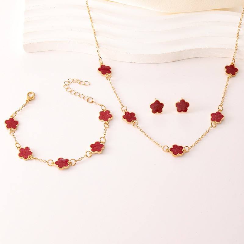 Elegant Gold Flower Jewelry Set
