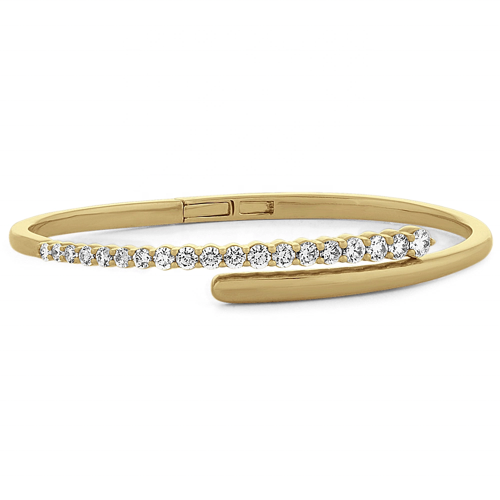 Gold Plated White Zircon Snake Bangle – Adjustable 18K