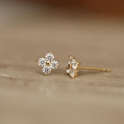 Gold Plated Four-Leaf Clover Stud Earrings