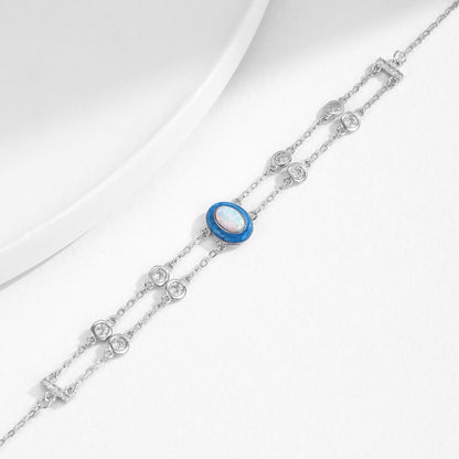 Vivid Multi-Layer Sterling Silver CZ & Enamel Opal Stackable Bracelet