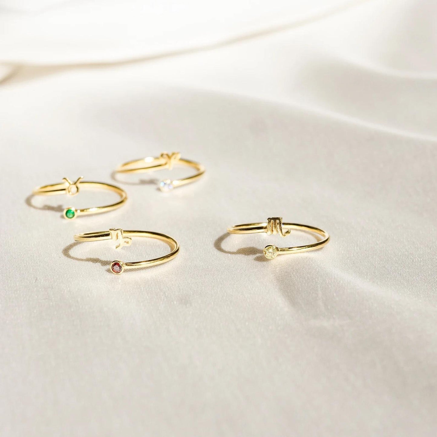 Gold Plated Zodiac Adjustable Rings – 12 Signs for Women