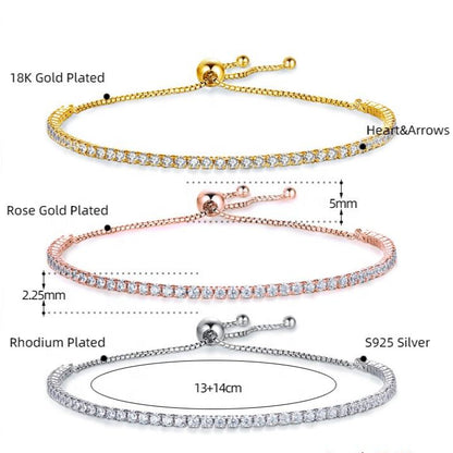 8K Gold Plated Sterling Silver Tennis Bracelet for Women