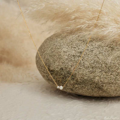 Stainless Steel Pearl Necklace with 14K Gold Plating