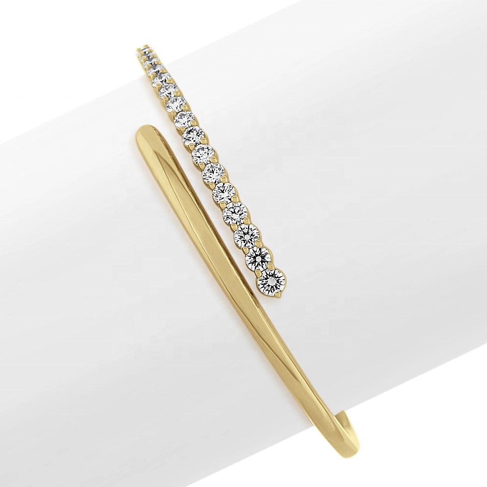 Gold Plated White Zircon Snake Bangle – Adjustable 18K