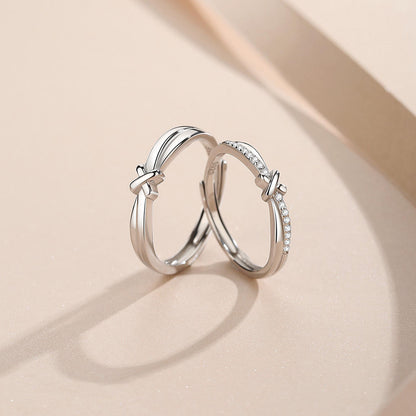 Adjustable Silver Couple Rings - Elegant & Simple Design for Men & Women