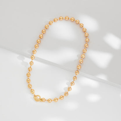 Edgy 18K Gold Beaded Necklace – Punk Street Style for Women