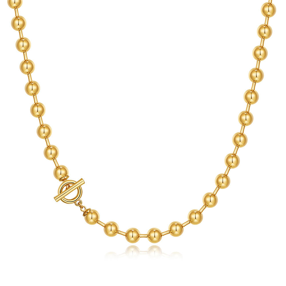 Edgy 18K Gold Beaded Necklace – Punk Street Style for Women