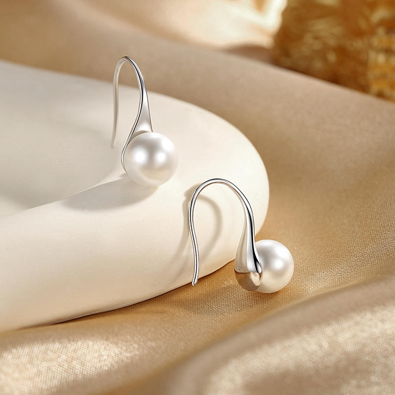 925 Sterling Silver & 18K Gold Plated Pearl Drop Earrings for Women