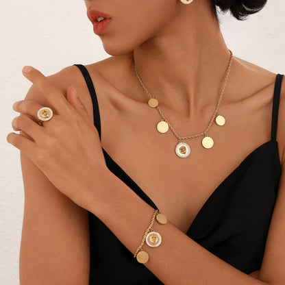 Lion Head Jewellery Set – 18K Gold-Plated with Zircon