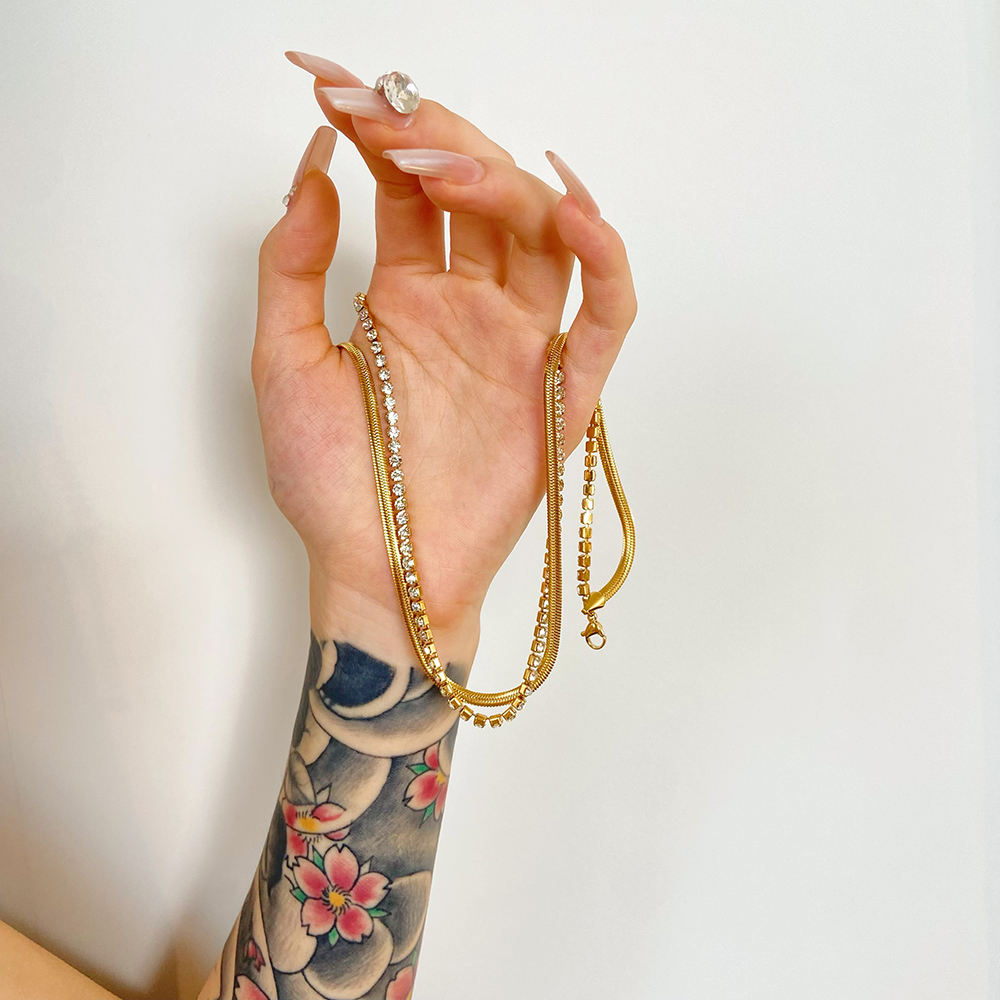 18K Gold-Plated Stainless Steel Double Layer Necklace