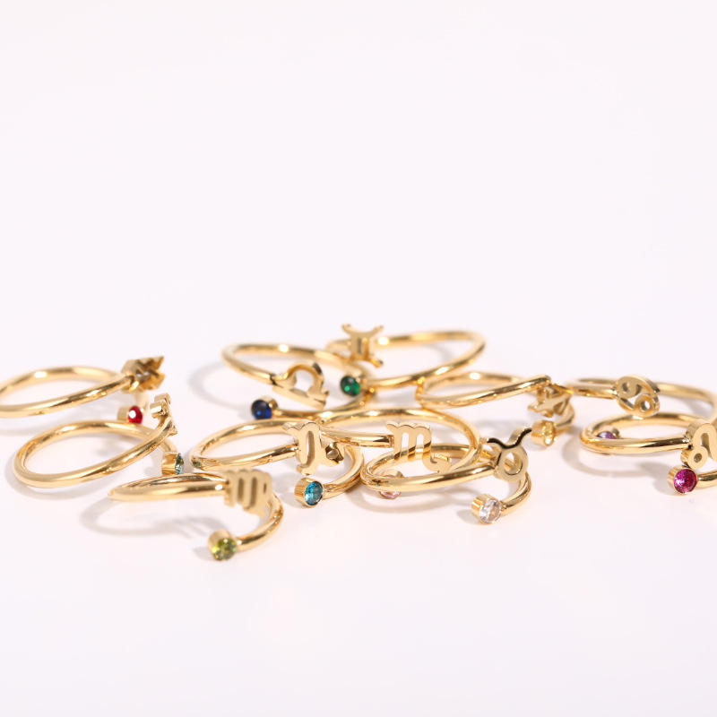 Gold Plated Zodiac Adjustable Rings – 12 Signs for Women
