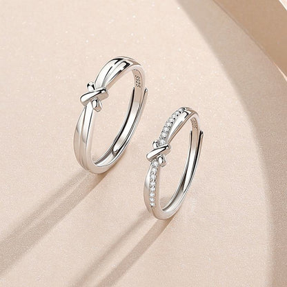 Adjustable Silver Couple Rings - Elegant & Simple Design for Men & Women