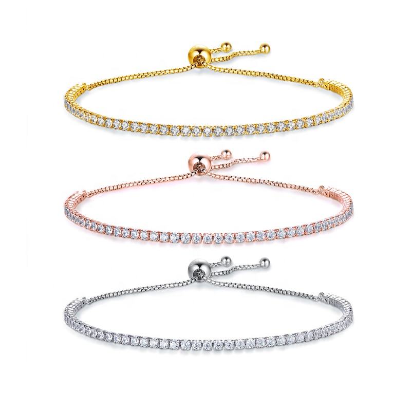 8K Gold Plated Sterling Silver Tennis Bracelet for Women
