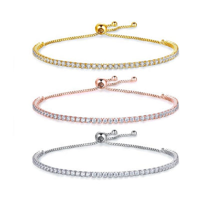 8K Gold Plated Sterling Silver Tennis Bracelet for Women