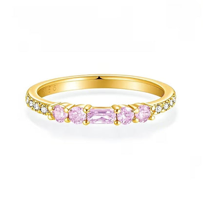 Rose Gold Promise Ring with Pink Zircon – 18K Gold-Plated Elegance