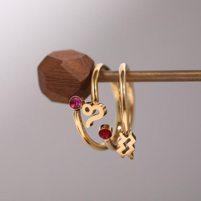 Gold Plated Zodiac Adjustable Rings – 12 Signs for Women
