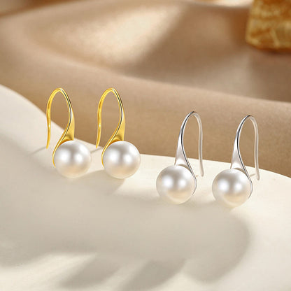 925 Sterling Silver & 18K Gold Plated Pearl Drop Earrings for Women