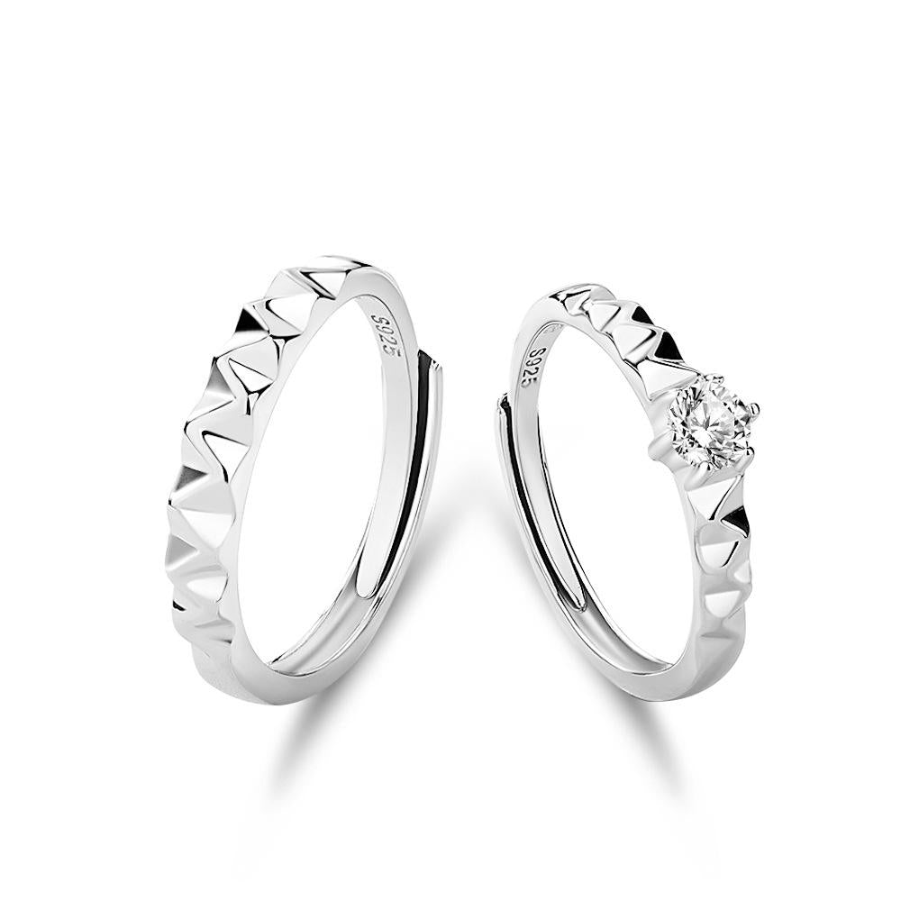 Elegant Resizable Couple Rings – Sterling Silver