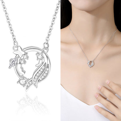 Butterfly & Blossom Silver Necklace | Pendant with Zircon Sparkle